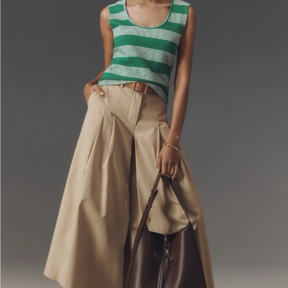 🌼ANTHROPOLOGIE🌼 NWT Green and White Striped Tank Top, Size XL - Picture 3 of 9